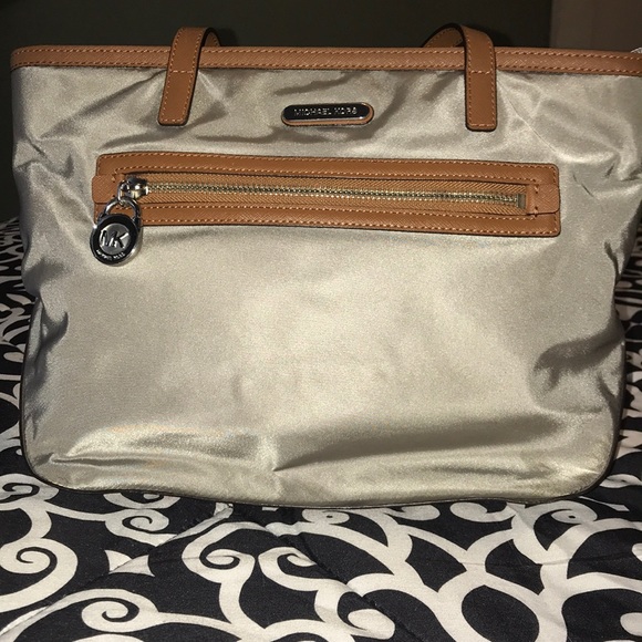MICHAEL Michael Kors Handbags - Used Michael Kors Nylon Leather Trim Kempton Tote